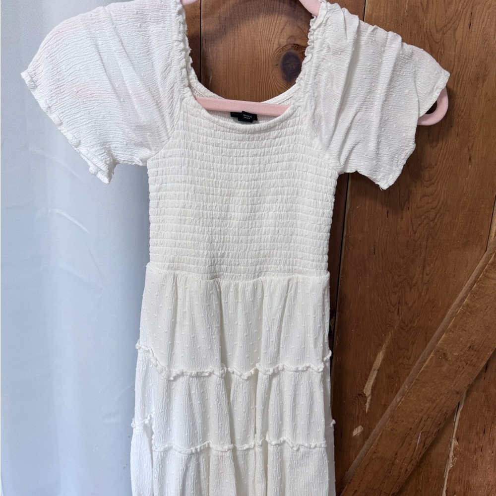 art class White Tiered Smocked Girl's Dress